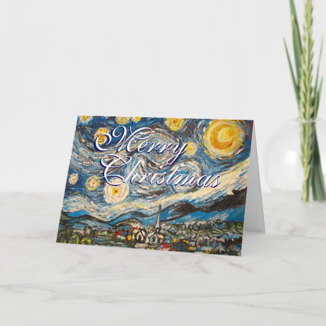 Starry natt ommålade Vincent Van Gogh för jul Helgkort (Framsida)