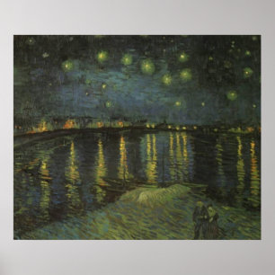 Starry natt över den Rhone PostImpressiont Poster