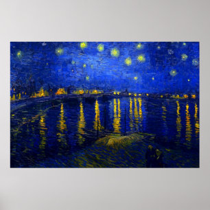 Starry natt över det Rhone trycket Poster
