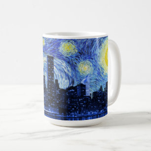 Starry natt över New York City Kaffemugg