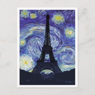 Starry natt över Paris Vykort