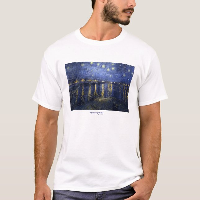 Starry natt över Rhonen av Vincent Van Gogh Tee (Framsida)