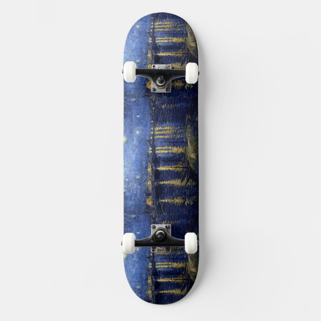 Starry natt över Rhonen Mini Skateboard Bräda 18,7 Cm (Framsida)
