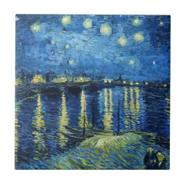 Starry natt över Rhonen Vincent Van Gogh Kakelplatta