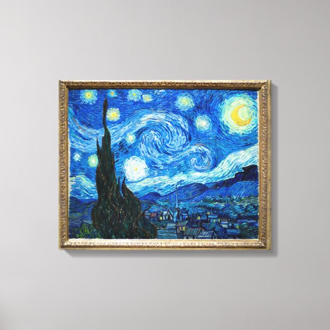 Starry Natt Painter Vincent Van Gogh målade Canvastryck (Framsida)