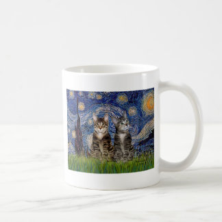 Starry Natt - två Tabby Tiger Cats Kaffemugg