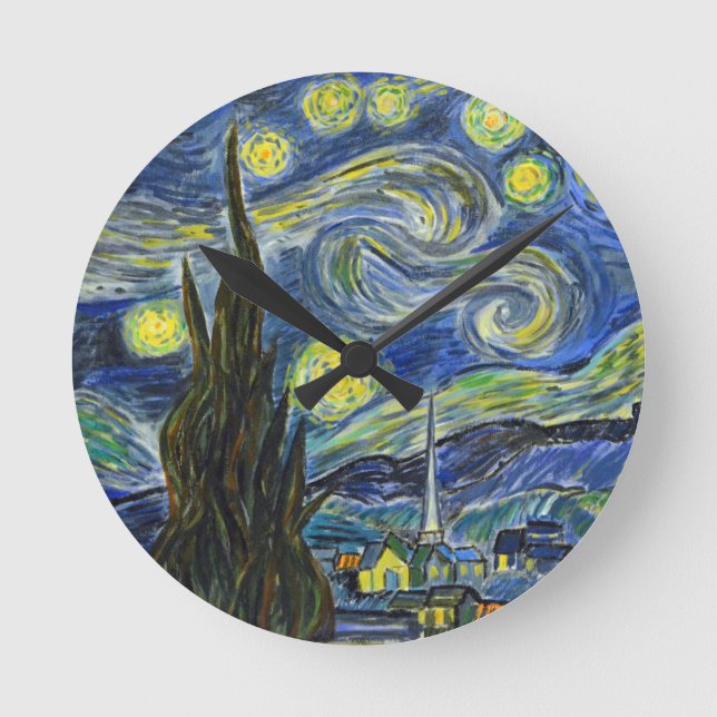 Starry natt Van Gogh Rund Klocka (Framsida)