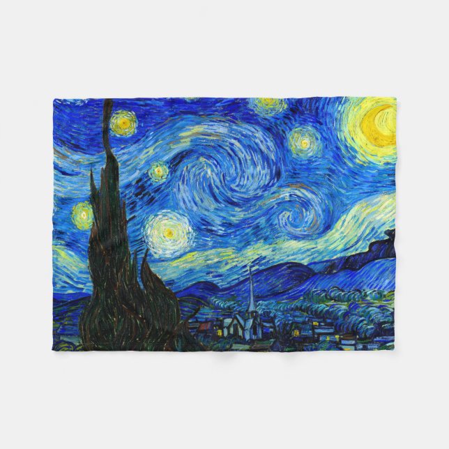 Starry natt vid Van Gogh konst Fleecefilt (Framsidan (Horisontell))