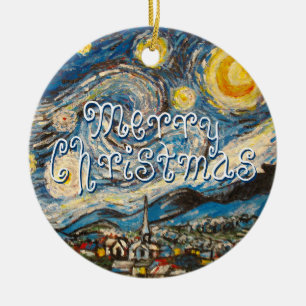 Starry natt Vincent Van Gogh för god jul Julgransprydnad Keramik