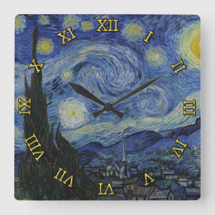 Starry natt Vincent Van Gogh Fyrkantig Klocka