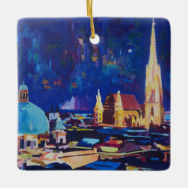 Starry natt Wien på natten med St Stephan Julgransprydnad Keramik