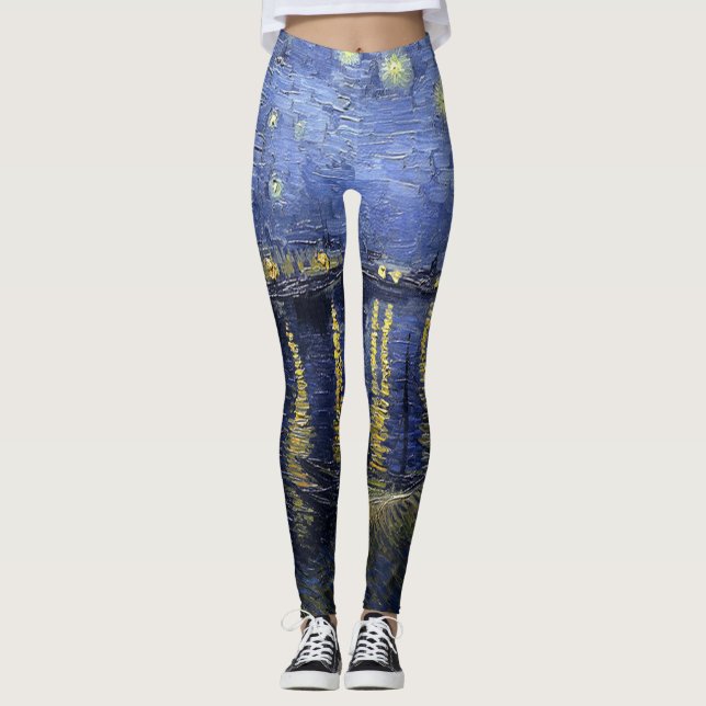 Starry Natten över Rhone Leggings (Framsida)