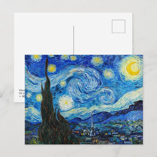 Starry-natten | Van Gogh | Vykort (Fram/baksida)