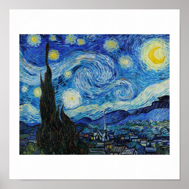 "STARRY NIGHT" 1889 BY VINCENT VAN GOGH POSTER (Framsidan)