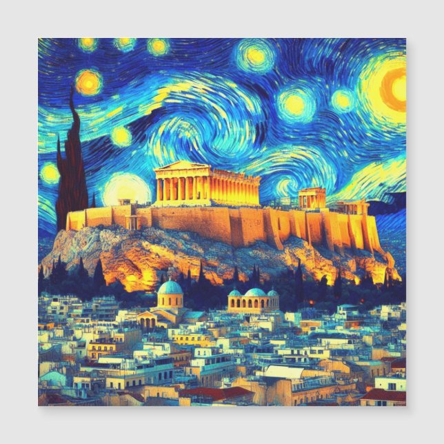 Starry Night Acropolis Aten Grekland (Framsida)