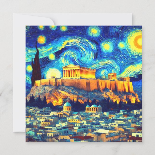 Starry Night Acropolis Aten Grekland (Framsida)