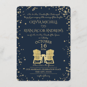 Starry Night Adirondack-stolar Beach Wedding Inbjudningar