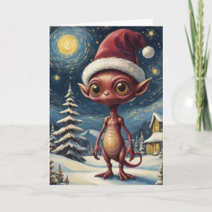 Starry Night Alien jul-Personlig Helgdag Kort