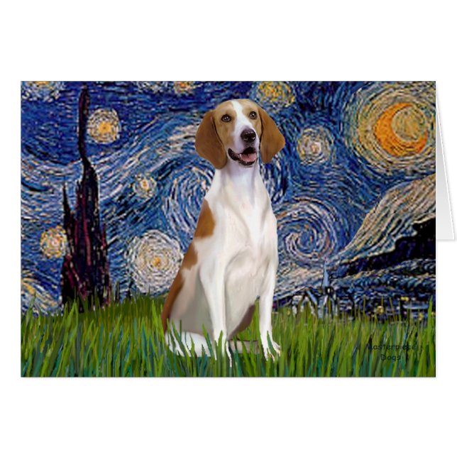 Starry Night - American Foxhound Hälsningskort (Framsidan Horizontal)