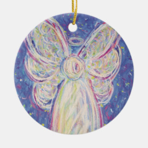 Starry Night Angel Art Helgdag Gift Ornaments Julgransprydnad Keramik