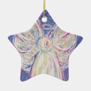 Starry Night Angel Art Helgdag Gift Ornaments Julgransprydnad Keramik