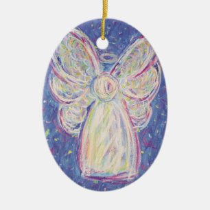 Starry Night Angel Art Helgdag Ornaments Julgransprydnad Keramik