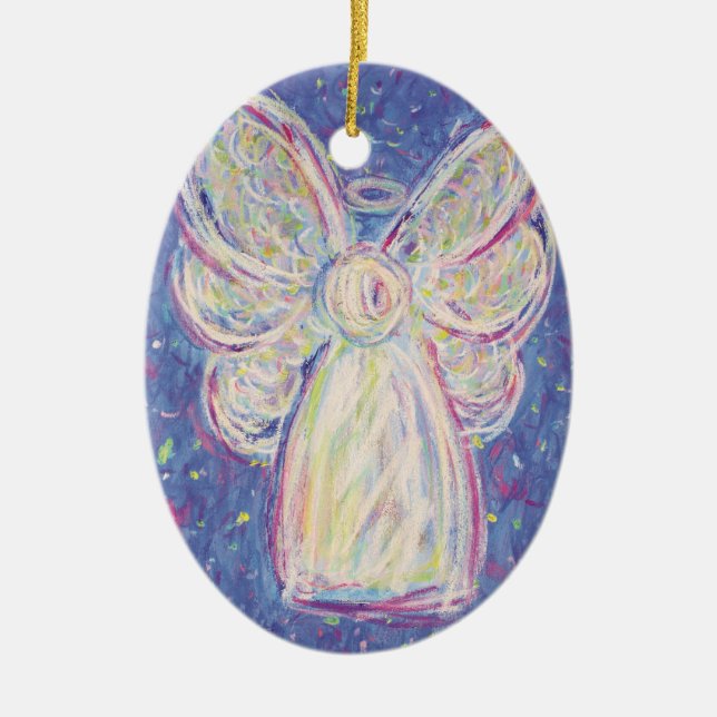 Starry Night Angel Art Helgdag Ornaments Julgransprydnad Keramik (Framsidan)