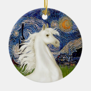 Starry Night - Arabian Horse (vit) Julgransprydnad Keramik