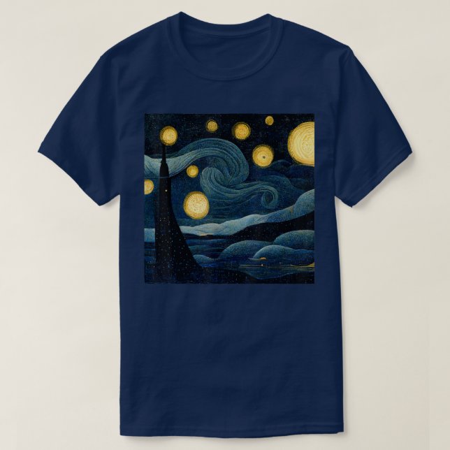 Starry Night Art Deco Vincent van Gogh Art 280 T Shirt (Design framsida)