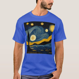 Starry Night Art Deco Vincent van Gogh Art Illustr T Shirt