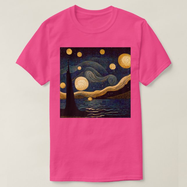 Starry Night Art Deco Vincent van Gogh Art Premium T Shirt (Design framsida)