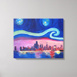 Starry night at Chicago - Van Gogh-inspiration Canvastryck