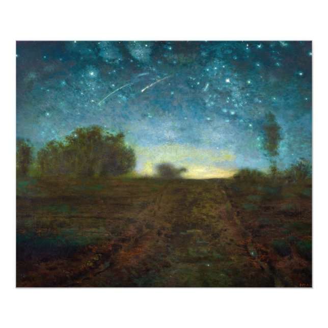Starry Night av Jean-Francois Millet Fototryck (Framsidan)