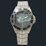 Starry Night av Van Gogh. Armbandsur<br><div class="desc">Starry Night av Van Gogh. Etikettering av bra av rostfritt stål,  stil klocka av berömd. Post impressionism oljemålning.</div>
