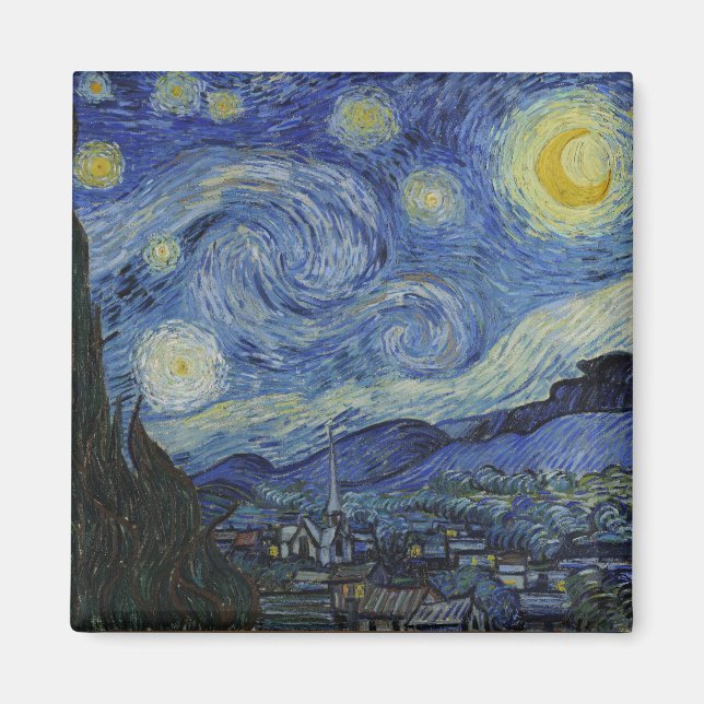 "Starry Night" av Van Gogh Magnet (Framsidan)