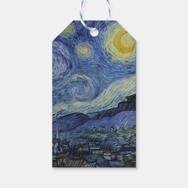 "Starry Night" av Van Gogh Presentetikett (Framsidan)