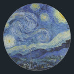 "Starry Night" av Van Gogh Runt Klistermärke<br><div class="desc">Den här designen har en mycket hög upplösning för att återge Van Goghs berömd "Starry Night"-målning.</div>