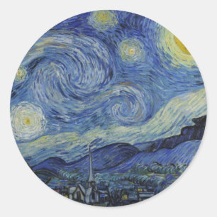 "Starry Night" av Van Gogh Runt Klistermärke
