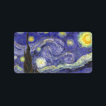 Starry Night av Vincent van Gogh Adressetikett<br><div class="desc">Starry Night av Vincent van Gogh är en vintage bra konst post impressionism landcape cityscape tavla med en syn på Saint Remy, Frankrike från van Gogh's asyl. Natten himlar snurrar med moln med en ljusskygg måne och lysande stjärnor över den kantiga byn. Starry Night är förmodligen van Goghs mest berömd...</div>