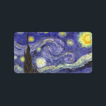 Starry Night av Vincent van Gogh Adressetikett<br><div class="desc">Starry Night av Vincent van Gogh är en vintage bra konst post impressionism landcape cityscape tavla med en syn på Saint Remy, Frankrike från van Gogh's asyl. Natten himlar snurrar med moln med en ljusskygg måne och lysande stjärnor över den kantiga byn. Starry Night är förmodligen van Goghs mest berömd...</div>