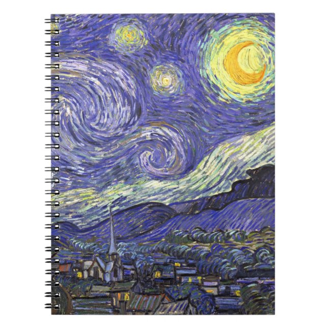 Starry Night av Vincent van Gogh Anteckningsbok Med Spiral (Framsidan)