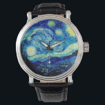 Starry Night av Vincent Van Gogh Armbandsur<br><div class="desc">Vincent Van Gogh Starry Natten. Det här är ett gammalt mästerverk från huvudmålaren Vincent Van Gogh. Den här bran konstlandskapsmålningen har vackert,  vibrerande,  mättat färg. Vincent Van Gogh var en post impressionist-målare. Den här avbildningen är i den offentliga domänen</div>