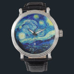Starry Night av Vincent Van Gogh Armbandsur<br><div class="desc">Vincent Van Gogh Starry Natten. Det här är ett gammalt mästerverk från huvudmålaren Vincent Van Gogh. Den här bran konstlandskapsmålningen har vackert,  vibrerande,  mättat färg. Vincent Van Gogh var en post impressionist-målare. Den här avbildningen är i den offentliga domänen</div>