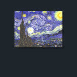 Starry Night av Vincent van Gogh Canvastryck<br><div class="desc">Starry Night av Vincent van Gogh är en vintage bra konst post impressionism landcape cityscape tavla med en syn på Saint Remy, Frankrike från van Gogh's asyl. Natten himlar snurrar med moln med en ljusskygg måne och lysande stjärnor över den kantiga byn. Starry Night är förmodligen van Goghs mest berömd...</div>