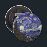 Starry Night av Vincent van Gogh Flasköppnare<br><div class="desc">Starry Night av Vincent van Gogh är en vintage bra konst post impressionism landcape cityscape tavla med en syn på Saint Remy, Frankrike från van Gogh's asyl. Natten himlar snurrar med moln med en ljusskygg måne och lysande stjärnor över den kantiga byn. Starry Night är förmodligen van Goghs mest berömd...</div>