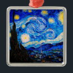 Starry Night av Vincent Van Gogh Julgransprydnad Metall<br><div class="desc">Vincent Van Gogh Starry Natten. Det här är ett gammalt mästerverk från huvudmålaren Vincent Van Gogh. Den här bran konstlandskapsmålningen har vackert,  vibrerande,  mättat färg. Vincent Van Gogh var en post impressionist-målare. Den här avbildningen är i den offentliga domänen</div>