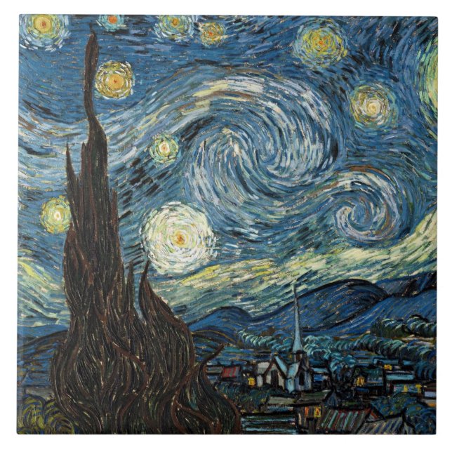 Starry Night av Vincent van Gogh Kakelplatta (Framsidan)