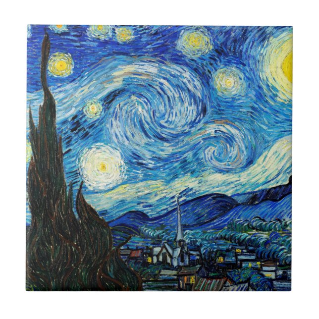 Starry Night av Vincent Van Gogh Kakelplatta (Framsidan)
