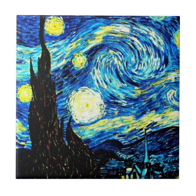 Starry Night av Vincent van Gogh Kakelplatta (Framsidan)