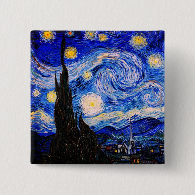 Starry Night av Vincent Van Gogh Knapp (Framsida)
